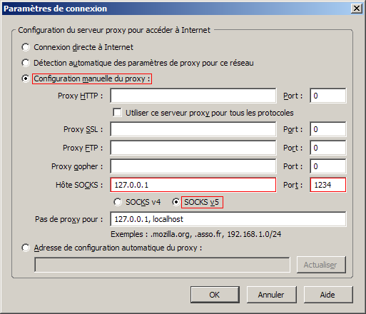 Configuration de Firefox