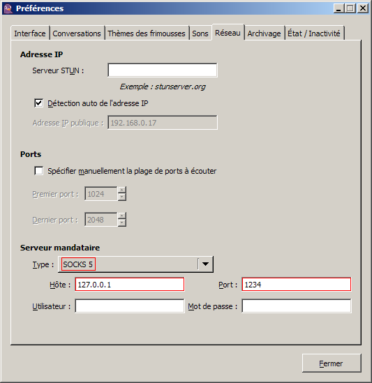 Configuration de Pidgin