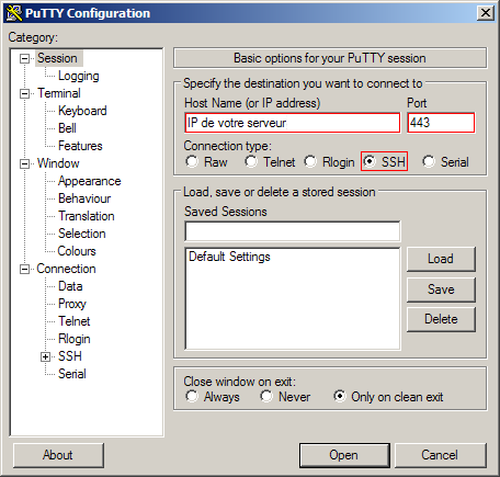 Configuration de Putty